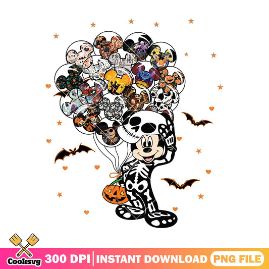 Skeleton mickey balloon png, halloween spirit png, mickey mouse png