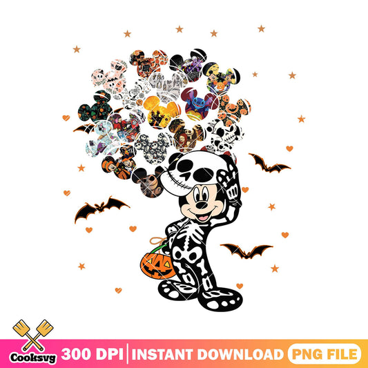 Skeleton mickey balloons png, halloween spirit png, mickey mouse png