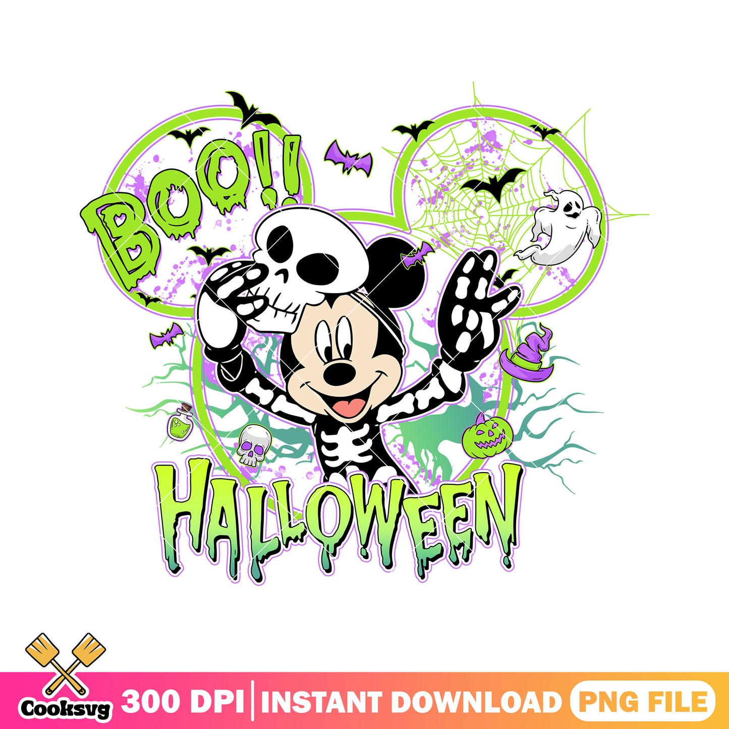 Skeleton mickey design png, mickey halloween png, disney mickey png