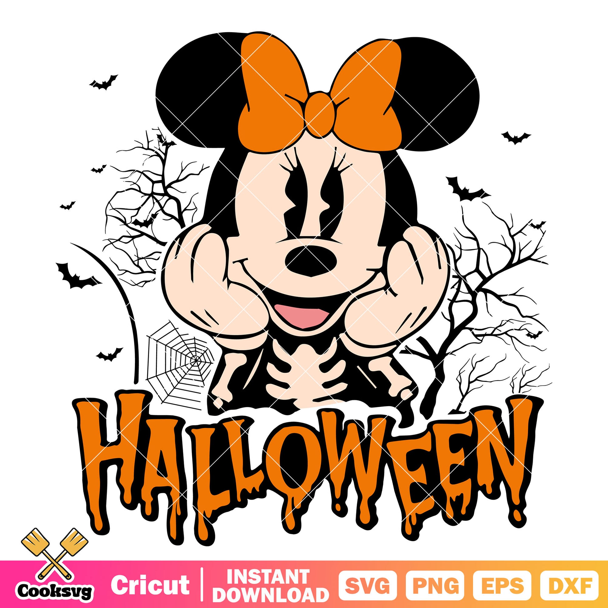 Skeleton minnie disney svg, mickey mouse halloween​ svg