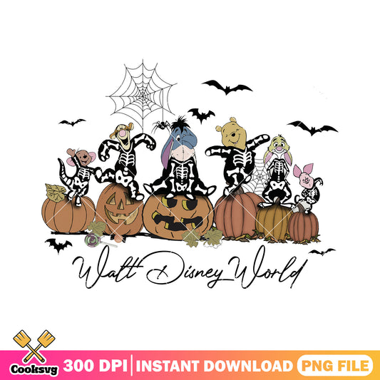 Skeleton pooh friend png, pooh bear png, halloween costumes png