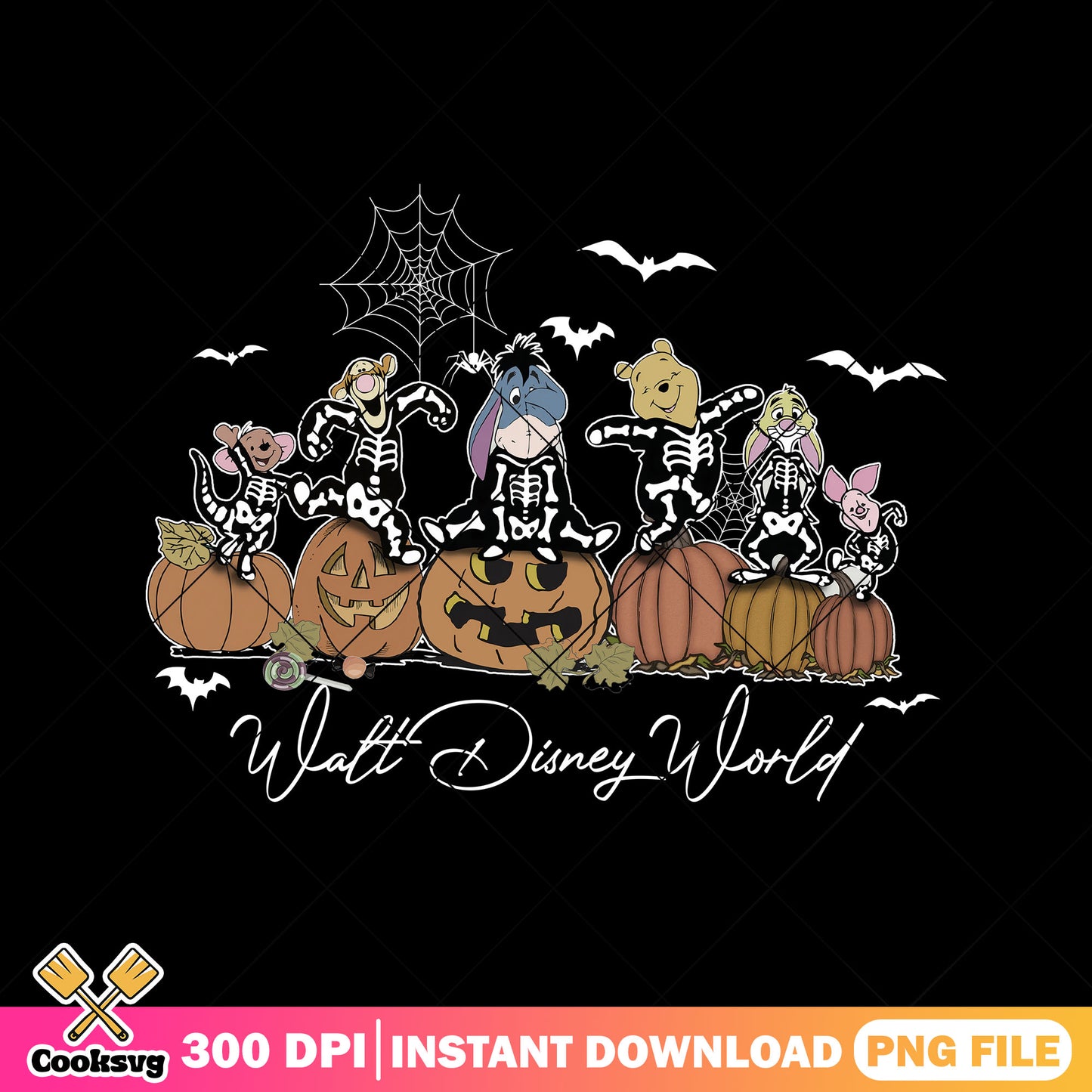 Skeleton pooh friends png, pooh bear png, halloween costumes png