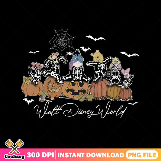 Skeleton pooh friends png, pooh bear png, halloween costumes png