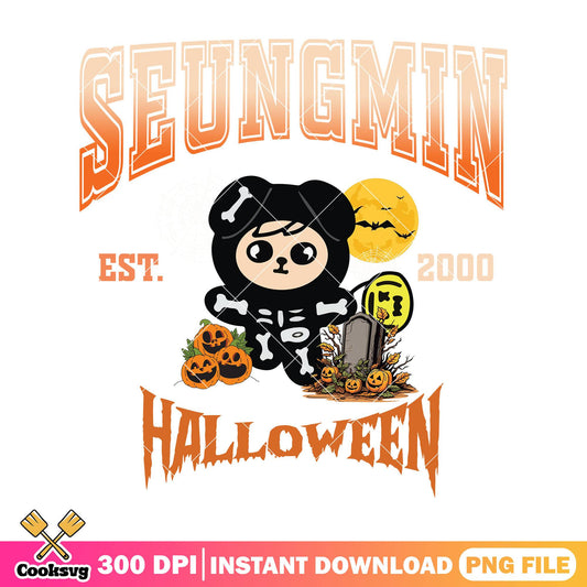 Skeleton seungmin design png, happy halloween png, cute puppy png