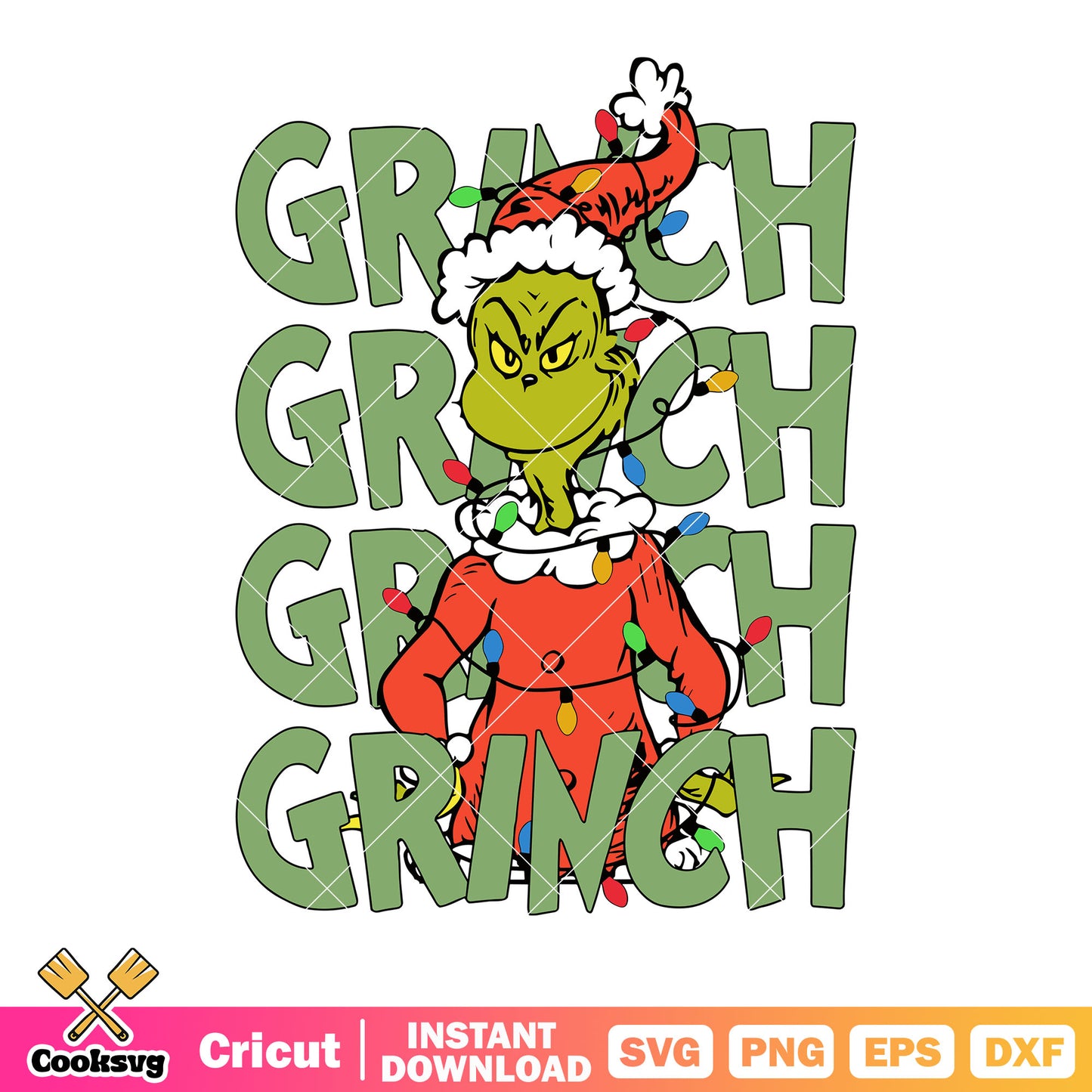 Skinny green monster svg, string lines svg, santa claus costume svg