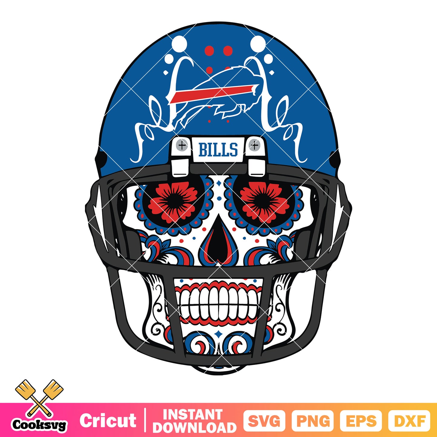 Skull day of the dead bills svg, nfl football svg, bills svg