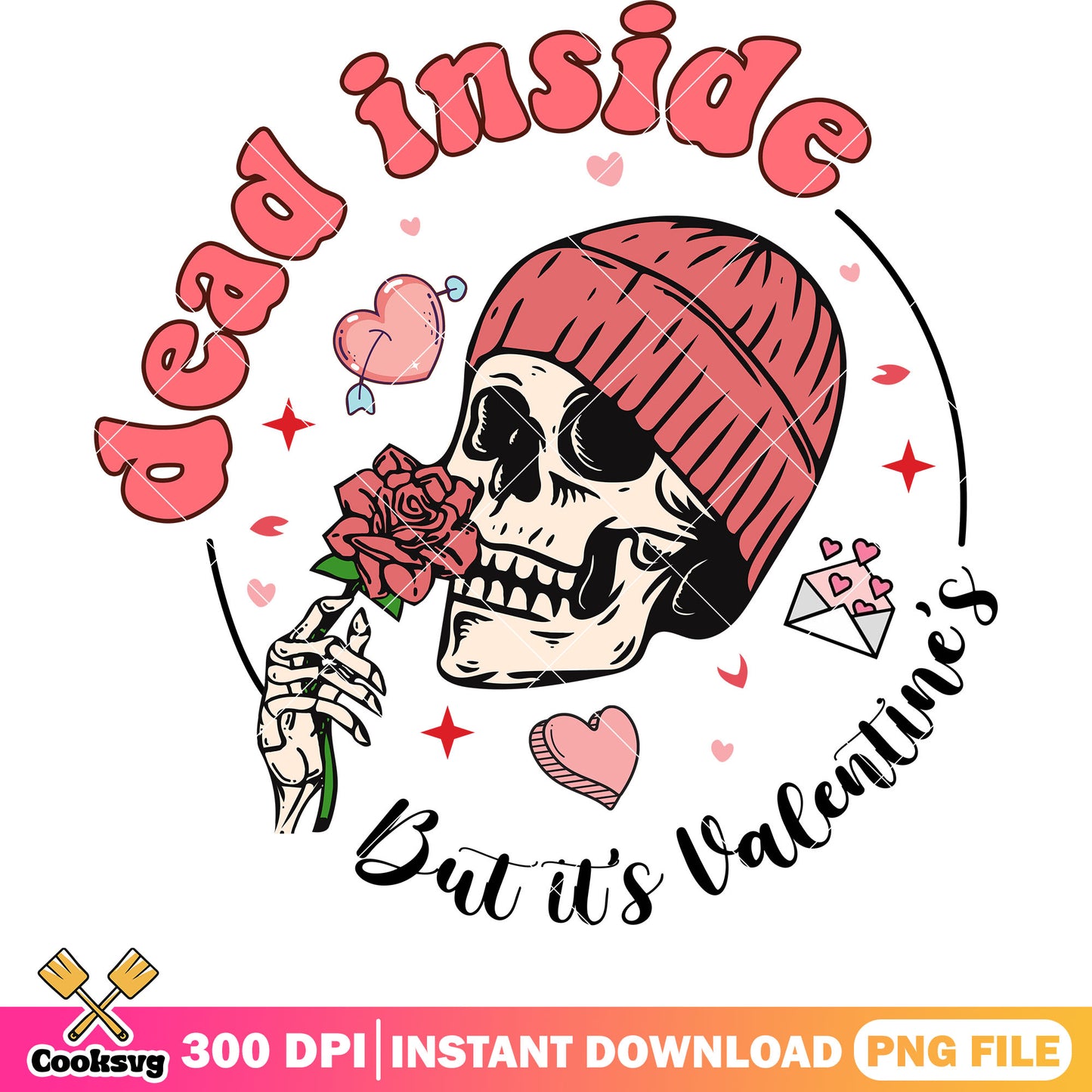 Skull dead inside but its valentine png, skull head png, valentine day png