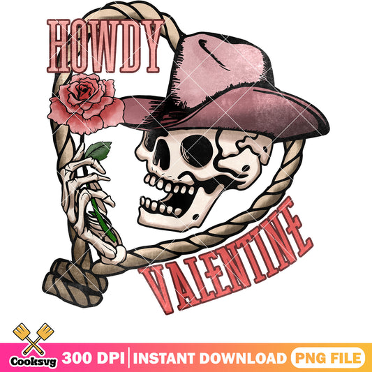 Skull head howdy valentine png, skeleton valentine png, howdy valentine png