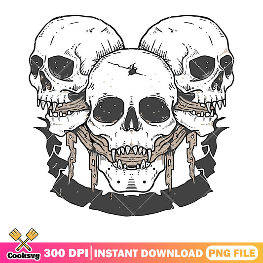 Skull skeleton ceberus png, scary art png, halloween scary png