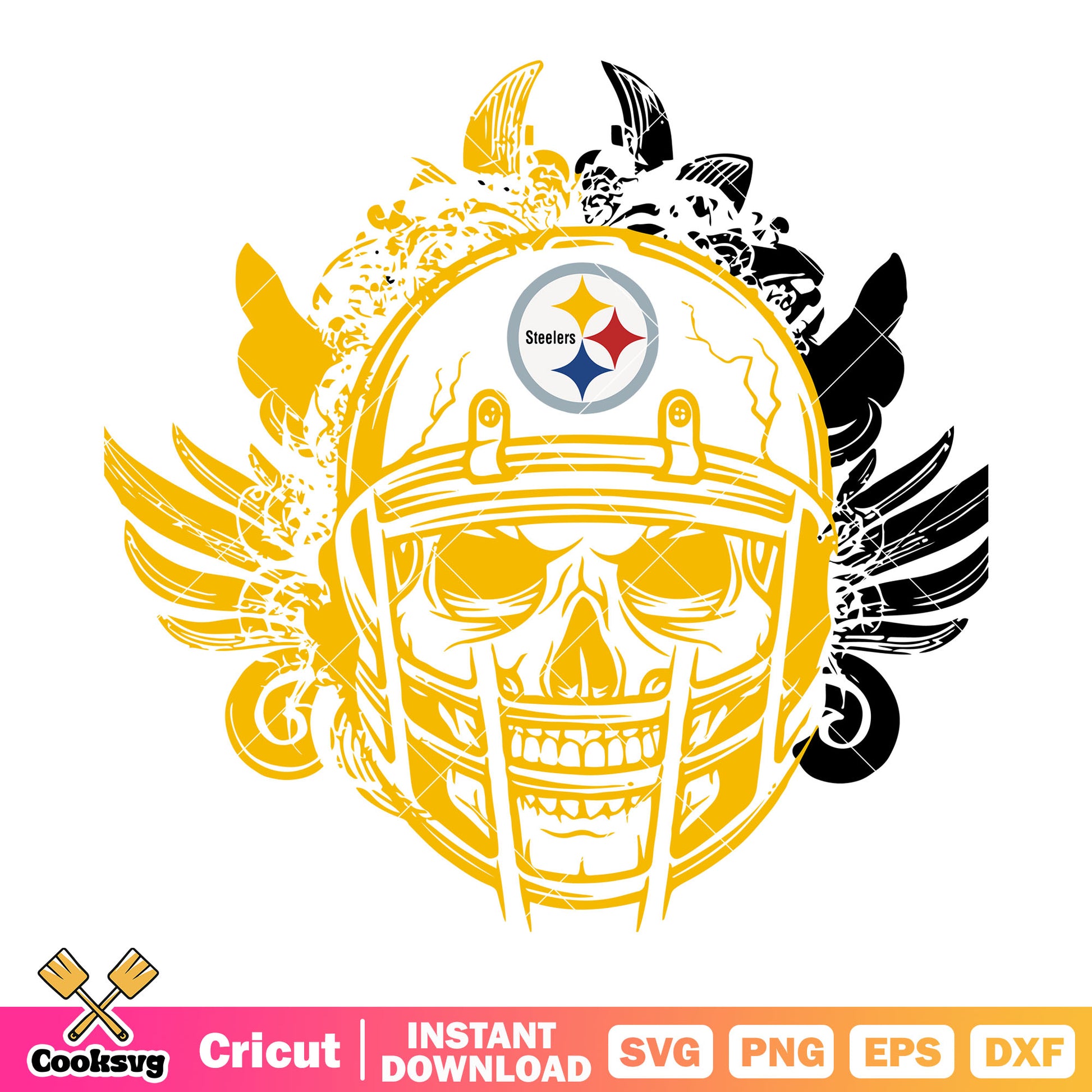 Skull wild wing nfl svg, afc north svg, pittsburgh steelers svg