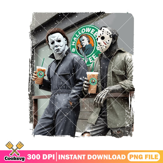 Slasher bros drinks png, characters horror png, halloween movie png