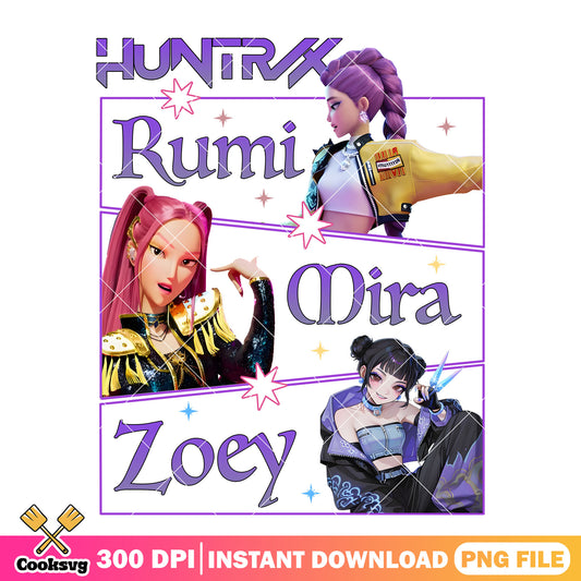 Slay fit huntrix png, kpop netflix png, huntrix band png