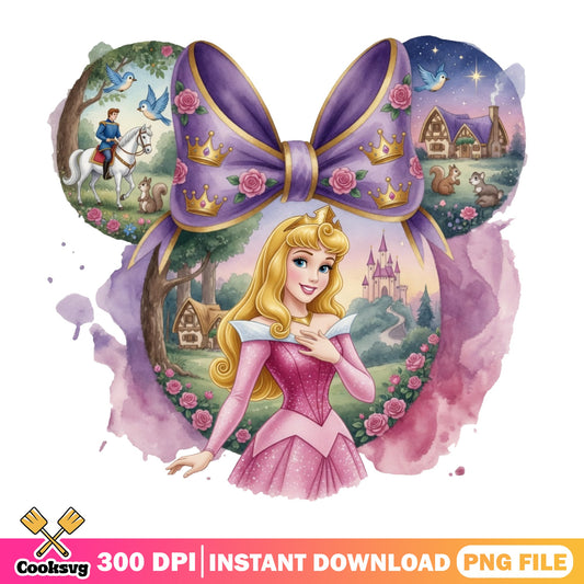 Sleeping Beauty Aurora Minnie Ears PNG, Disney Princess PNG, Aurora Castle PNG