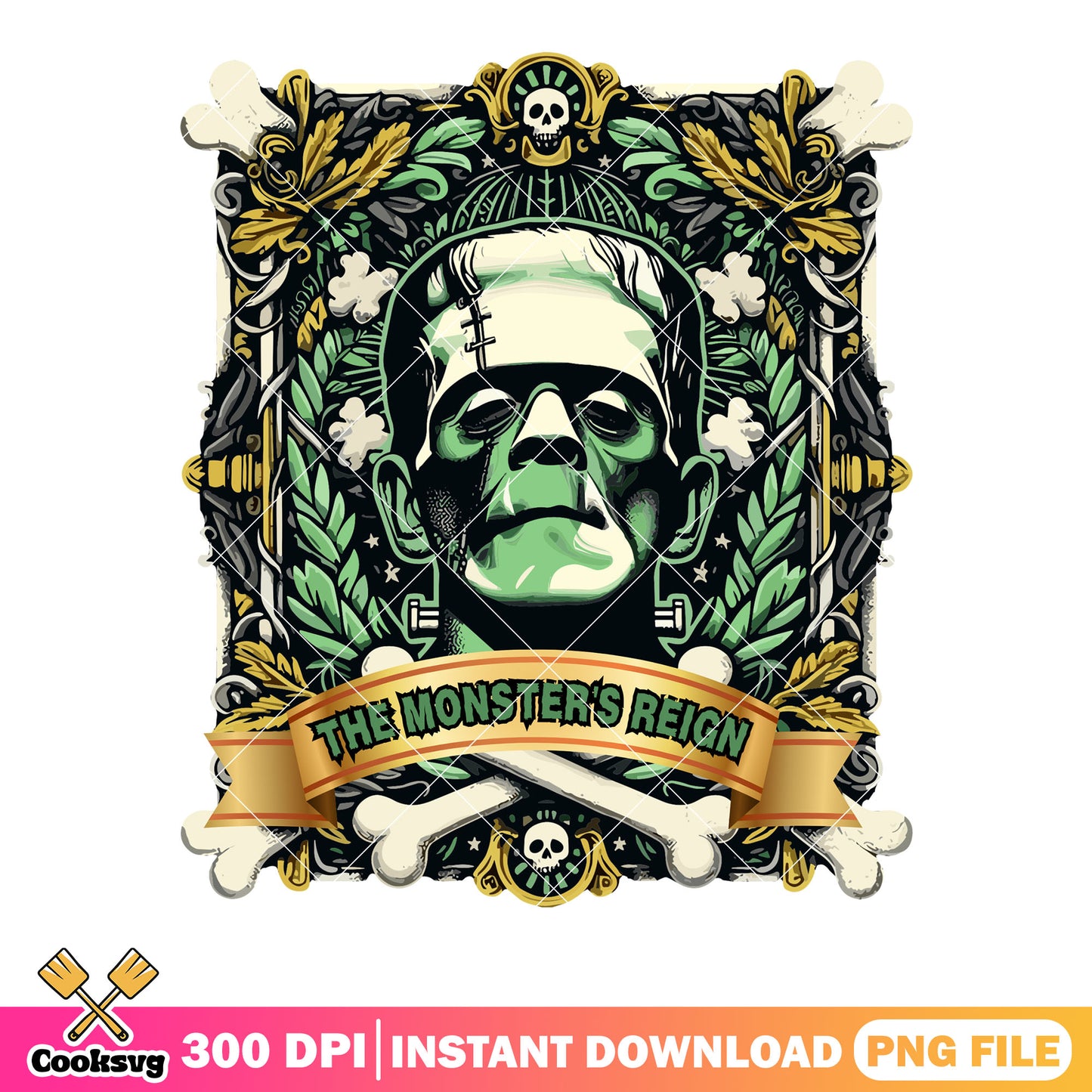 Sleepy Frankeinsten png, monster card png, halloween scary png