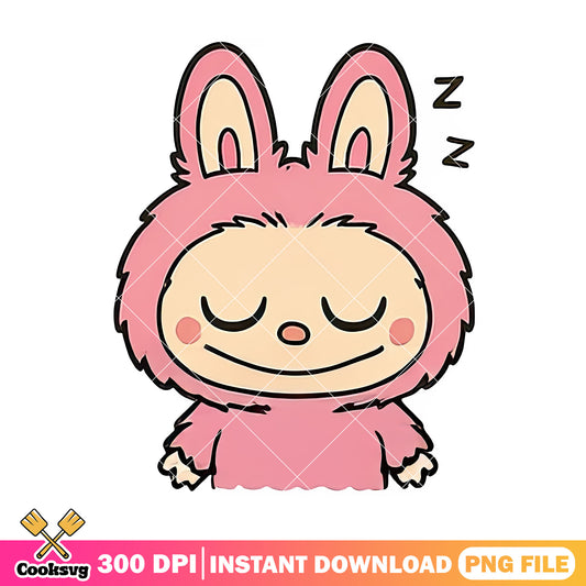 Sleepy pink labubu png