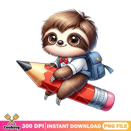 Sloth chibi design png, sloth sitting png, welcome back to school png