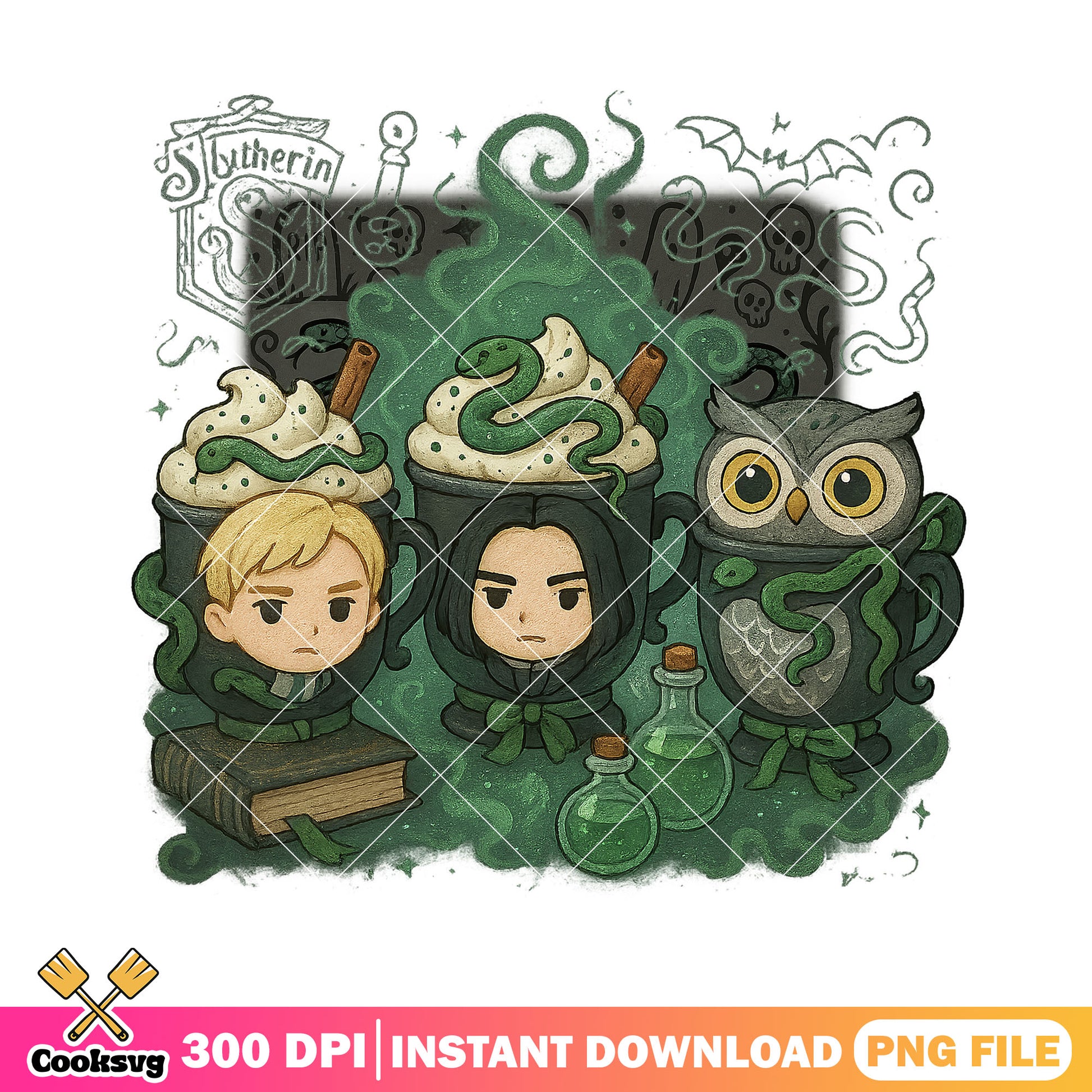 Slytherin potion cups png, hogwarts halloween png, harry potter png