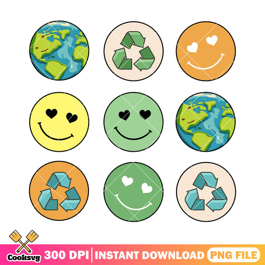 Smile emoji and earth planet png, earth day facts​ png