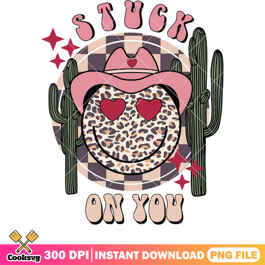 Smile icon cowboy stuck on you png, cowboy valentine png