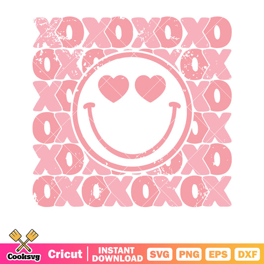 Smile icon xoxo pink valentin svg, xoxo valentine svg, pink valentine svg