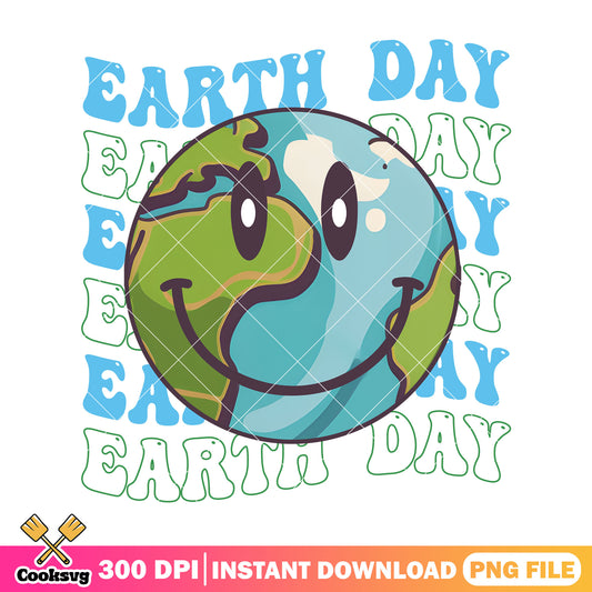 Smiley emoji earth day font design png, happy earth day png
