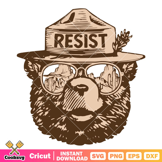 Smoke bear head resist svg design, bear smoke​ svg, resist bear​ svg