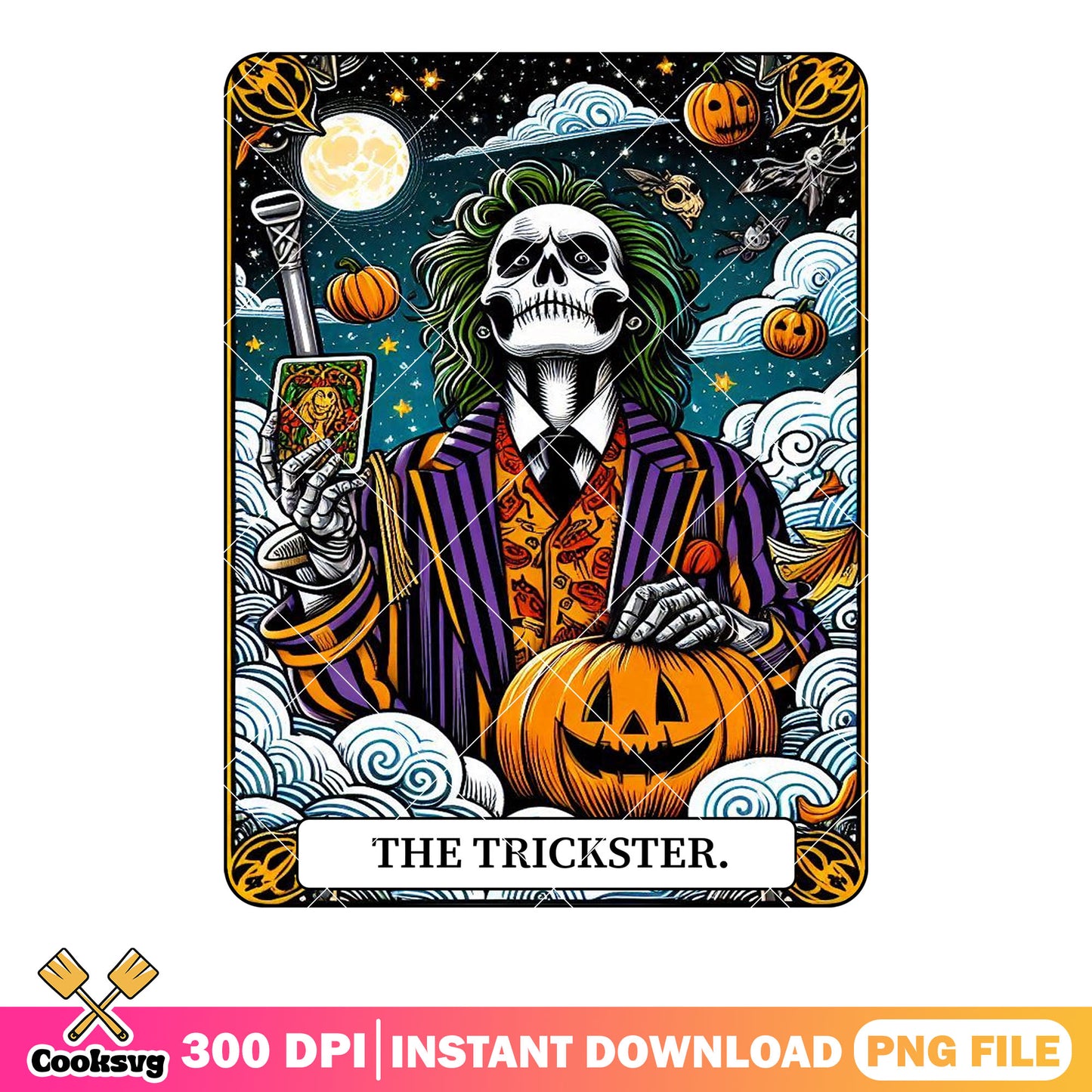 Smoke mystic skeleton png, full night moon png, scary halloween png