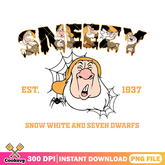 Sneezy est 1937 black png, sneezy dwarf​ png, walt disney world png