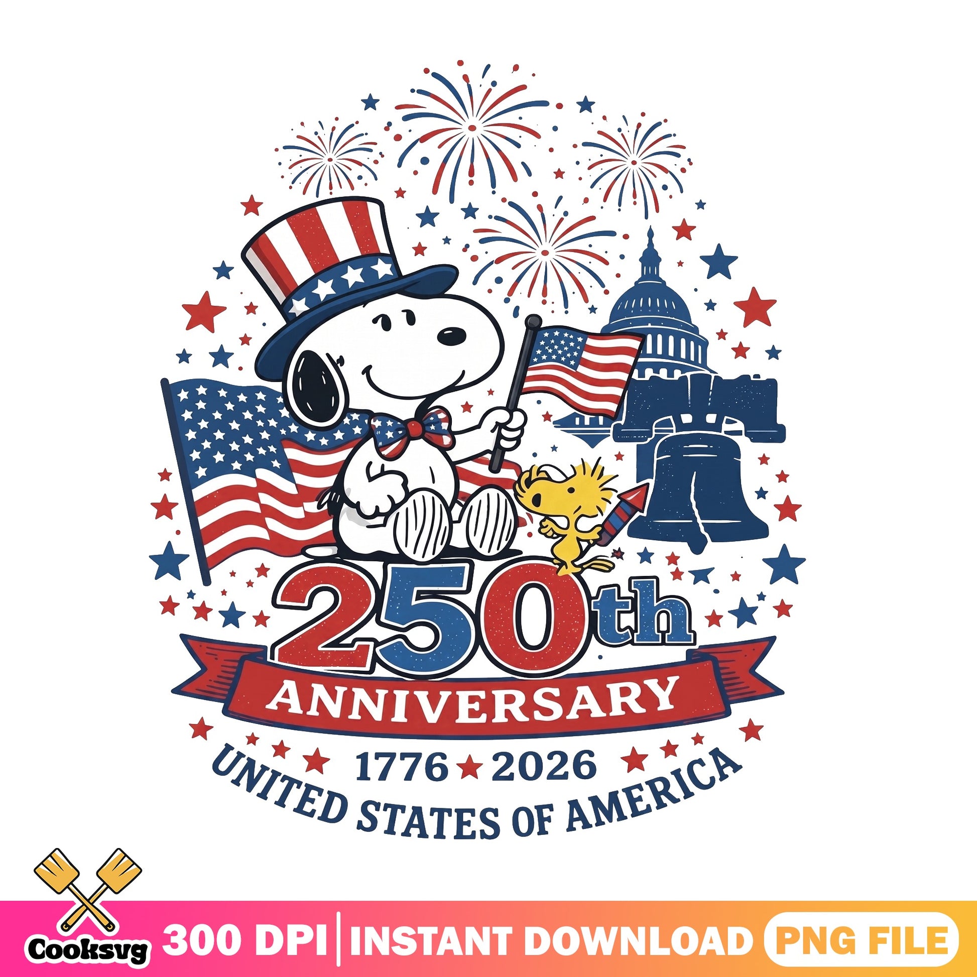 Snoopy 250th Anniversary USA PNG, 4th Of July PNG, Patriotic PNG