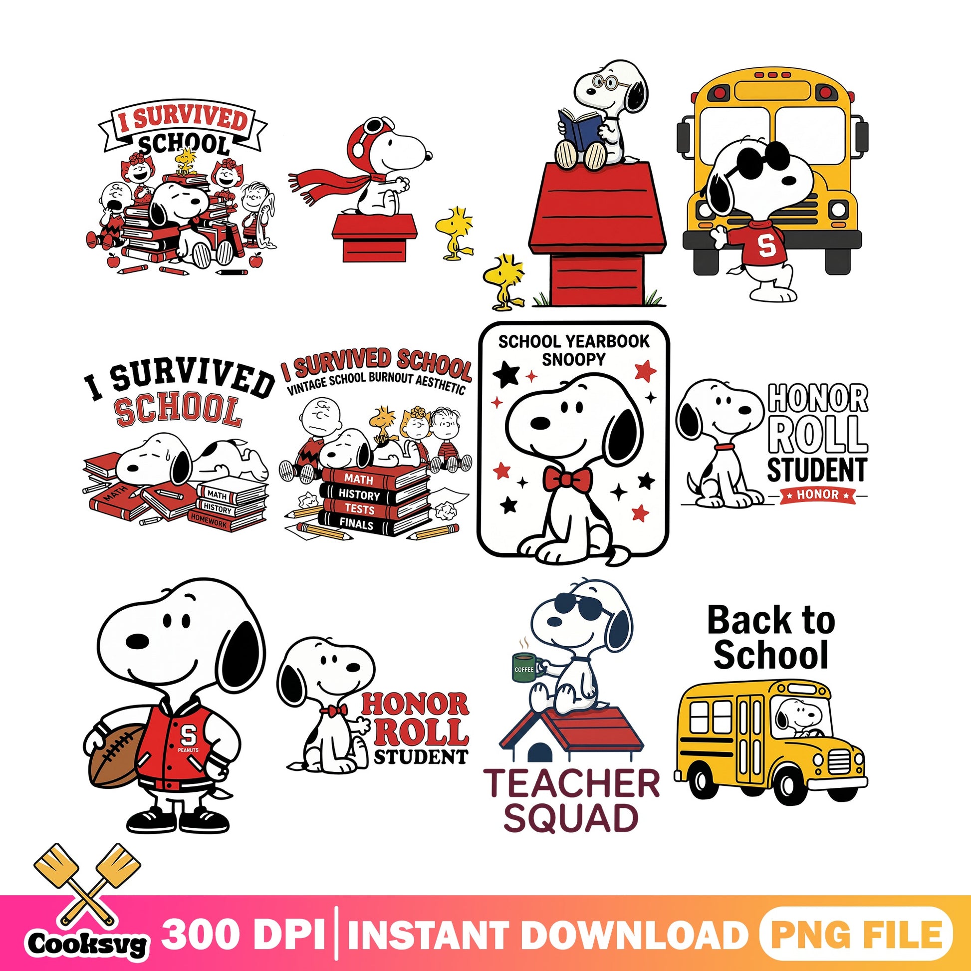Snoopy Back To School PNG Bundle, Peanuts Teacher PNG, School PNG