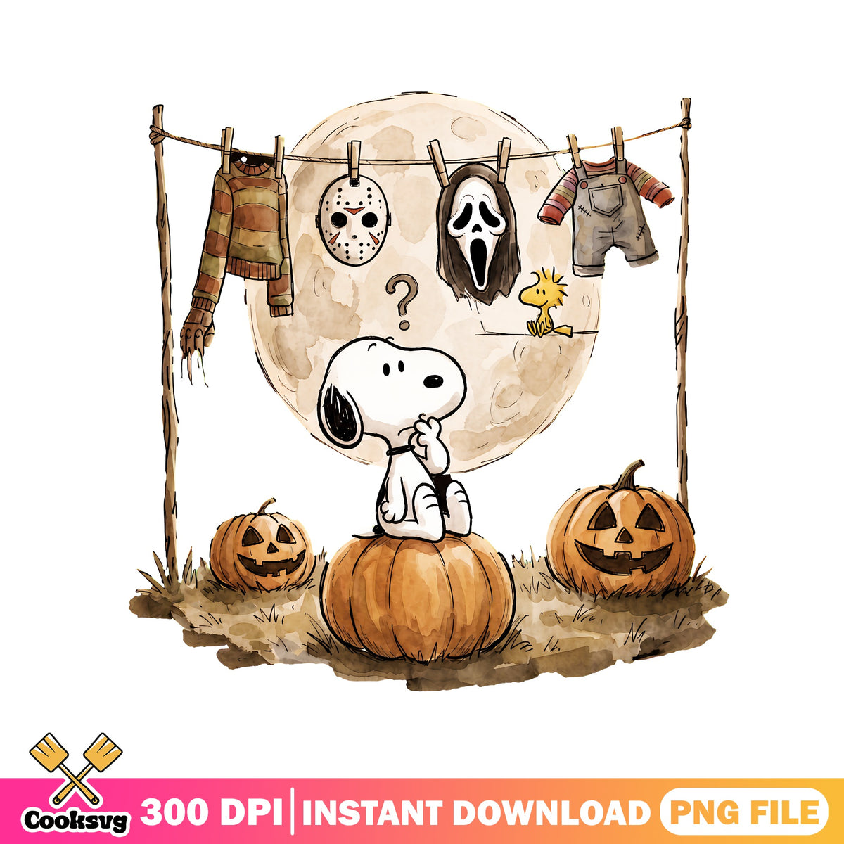 Snoopy spooky costumes png, Snoopy horror masks png, Peanuts spoof png