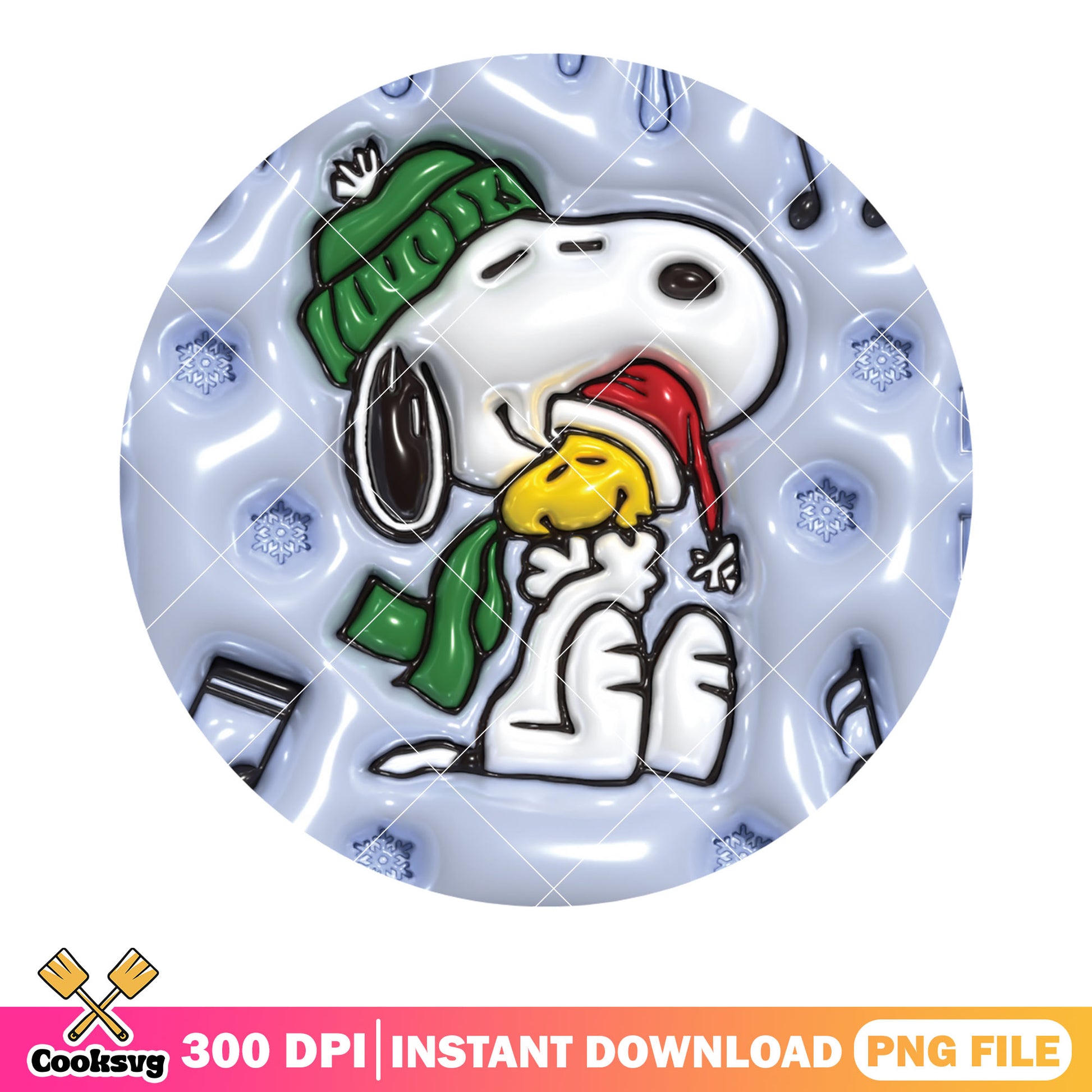 Snoopy christmas green beani png, christmas card png, snoopy png