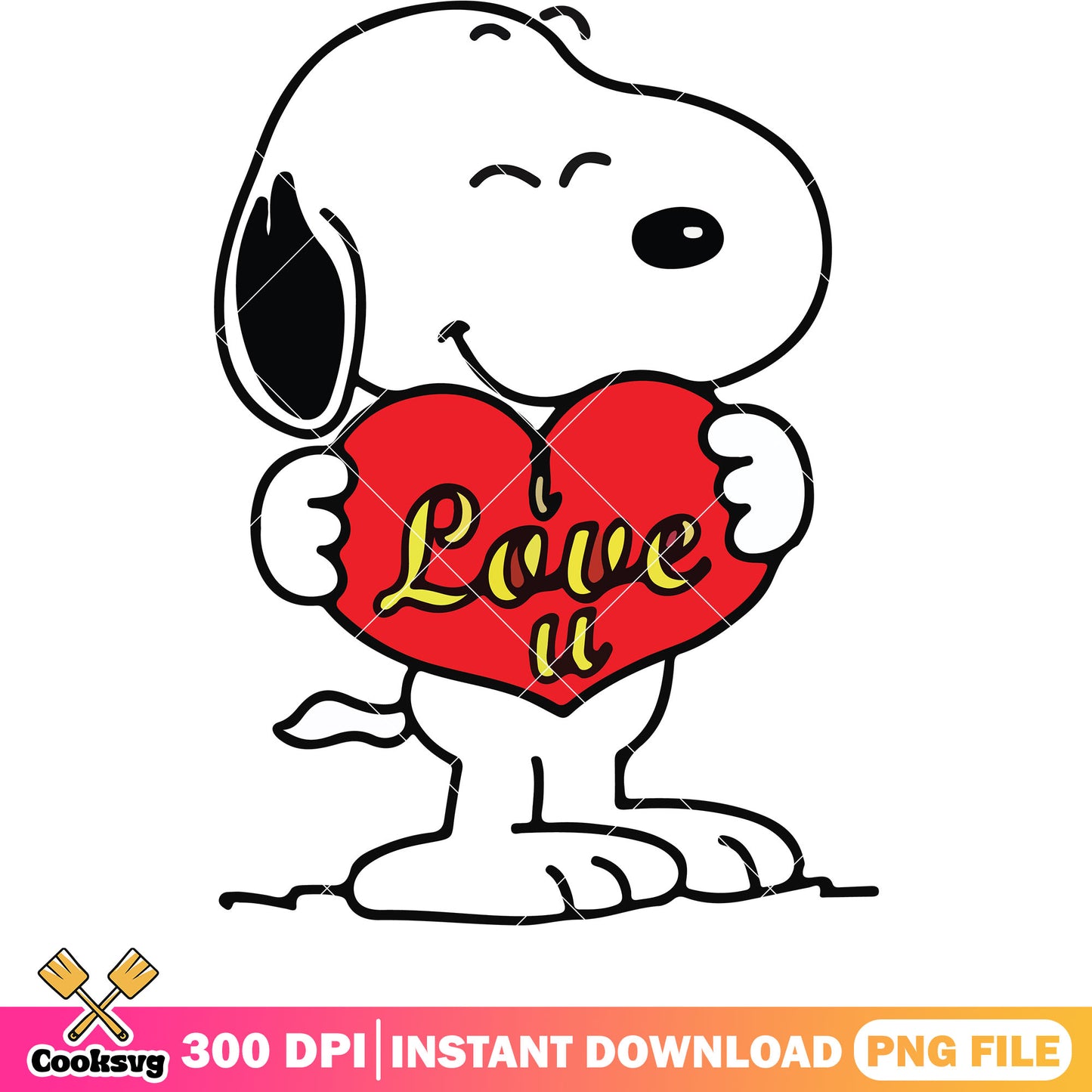 Snoopy dog I love you png, love valentine png, snoopy valentine png