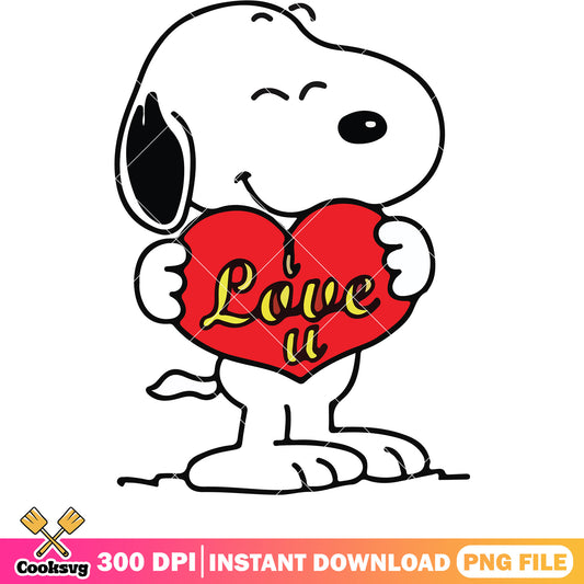 Snoopy dog I love you png, love valentine png, snoopy valentine png