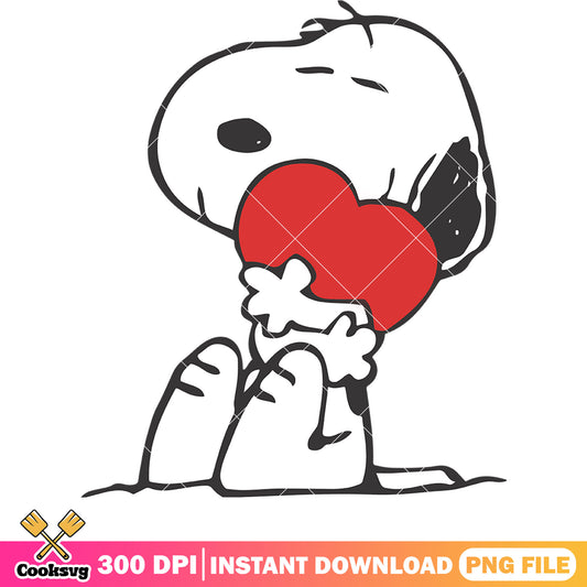 Snoopy dog heart valentine png, love valentine png, snoopy valentine png