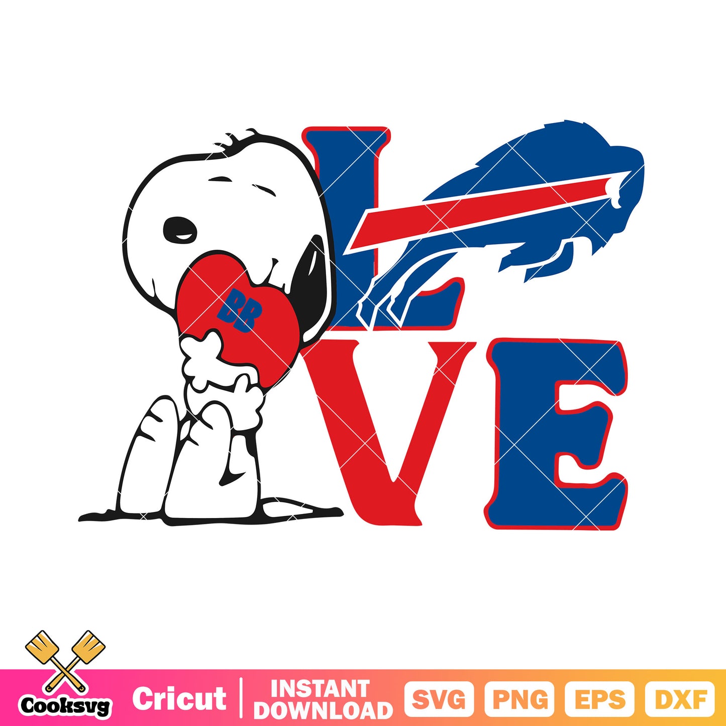 Snoopy love svg, Buffalo Bills svg, classic Peanuts svg