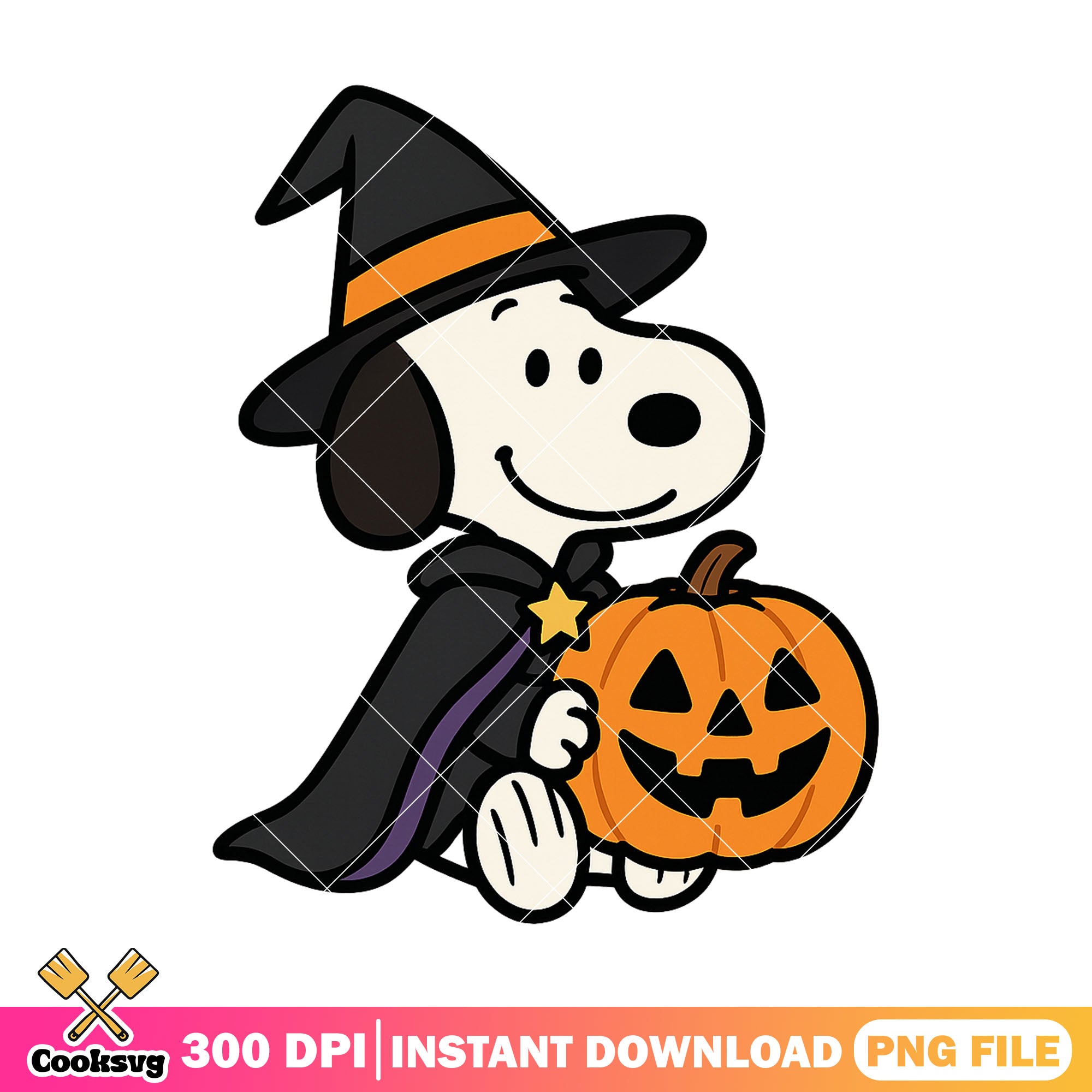 Snoopy pumpkin witch png, halloween spirit png, snoopy halloween