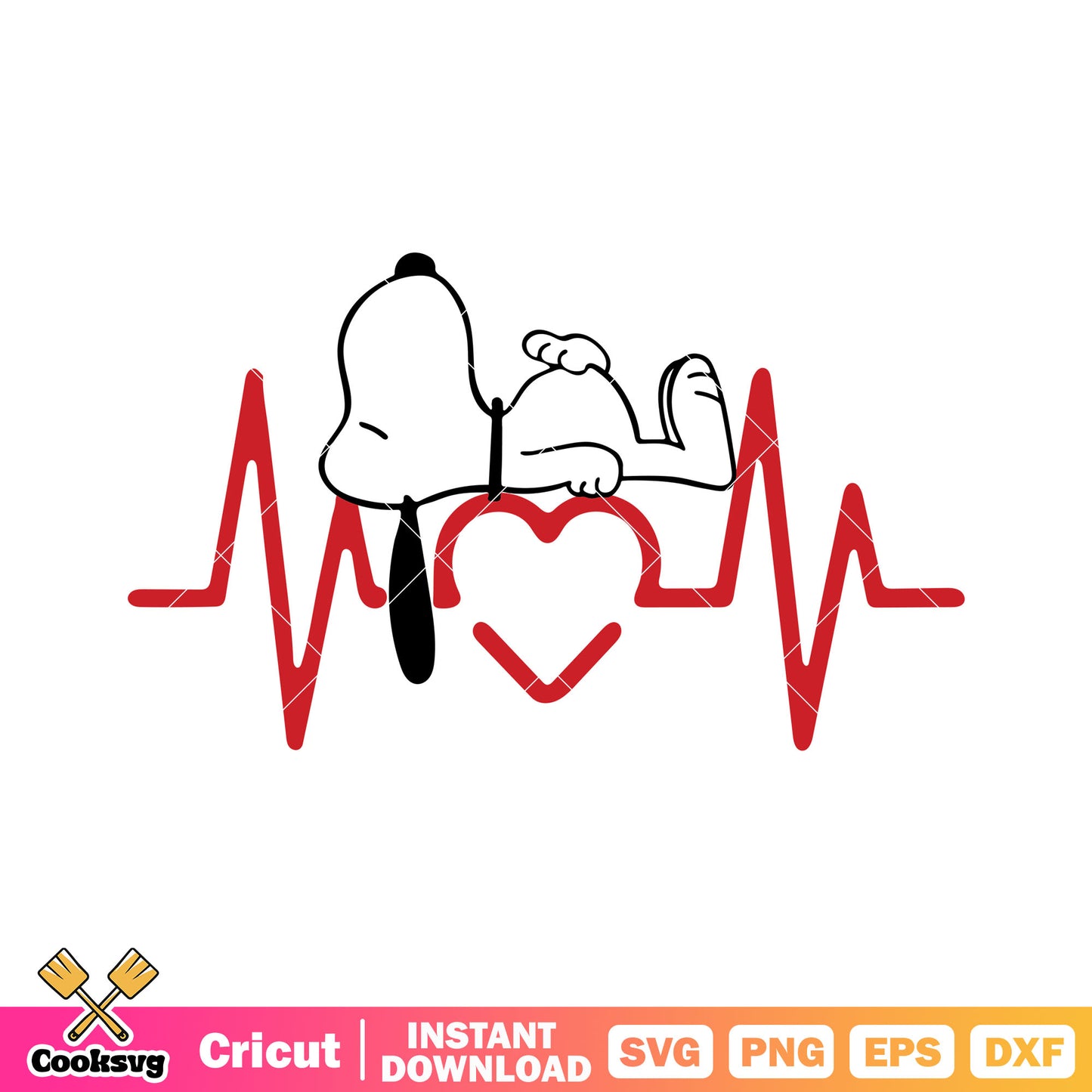 Snoopy valentine heart rate svg, snoopy dog valentine svg