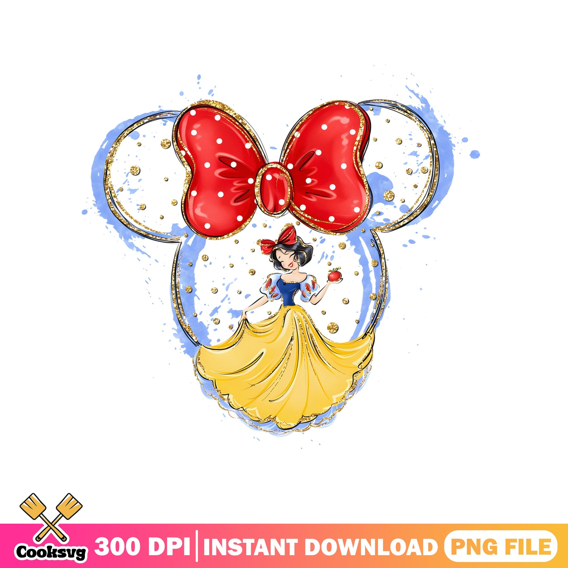 Snow White Minnie Mouse Ears PNG, Disney Princess PNG, Sublimation PNG