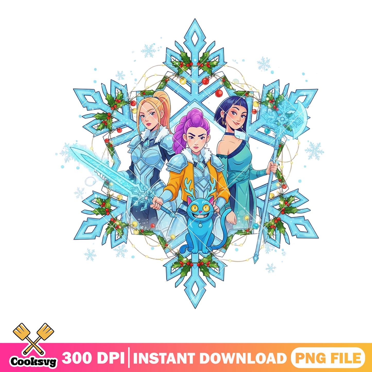 Snow costume christmas png, huntrix png, kpop demon hunters png