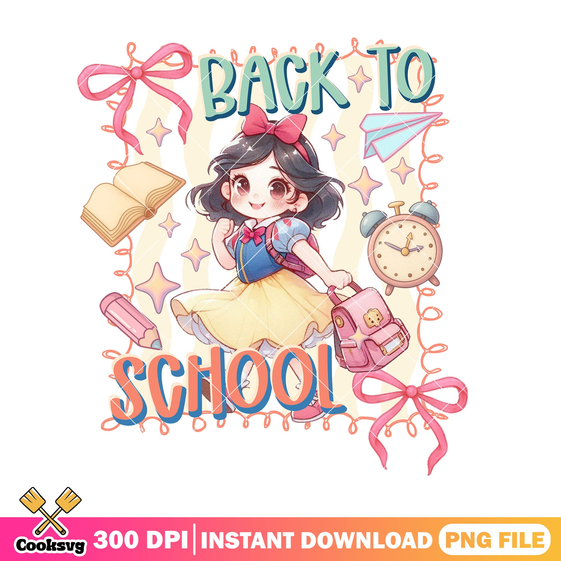 Snow white back school png, disney princess png, back to school png