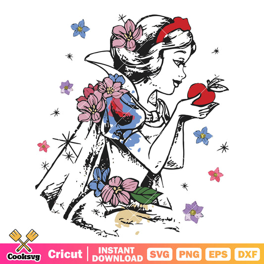 Snow white eat apple disney svg, snow white 2025​ svg, disney snow white svg