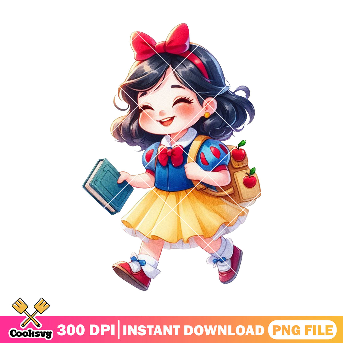 Snow white going school png, go back to school png, character disney png