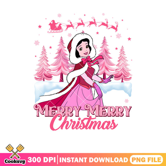 Snow white princess merry merry christmas png, pink christmas png, princess christmas png