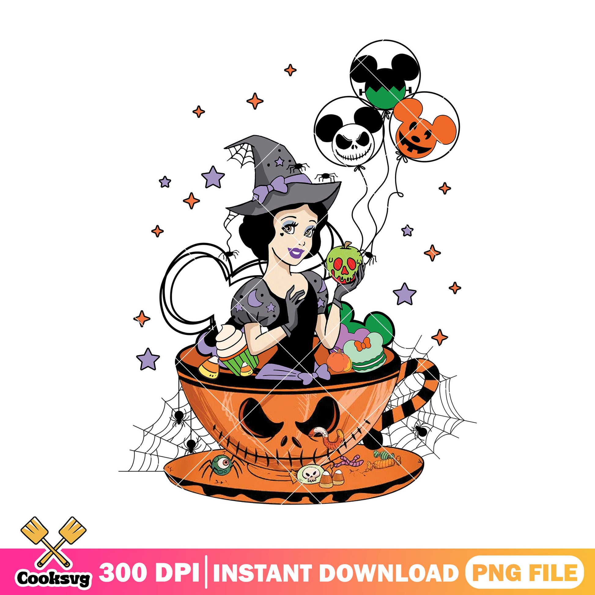Snow white pumpkin witchcraft png, disney world png, scary princess png