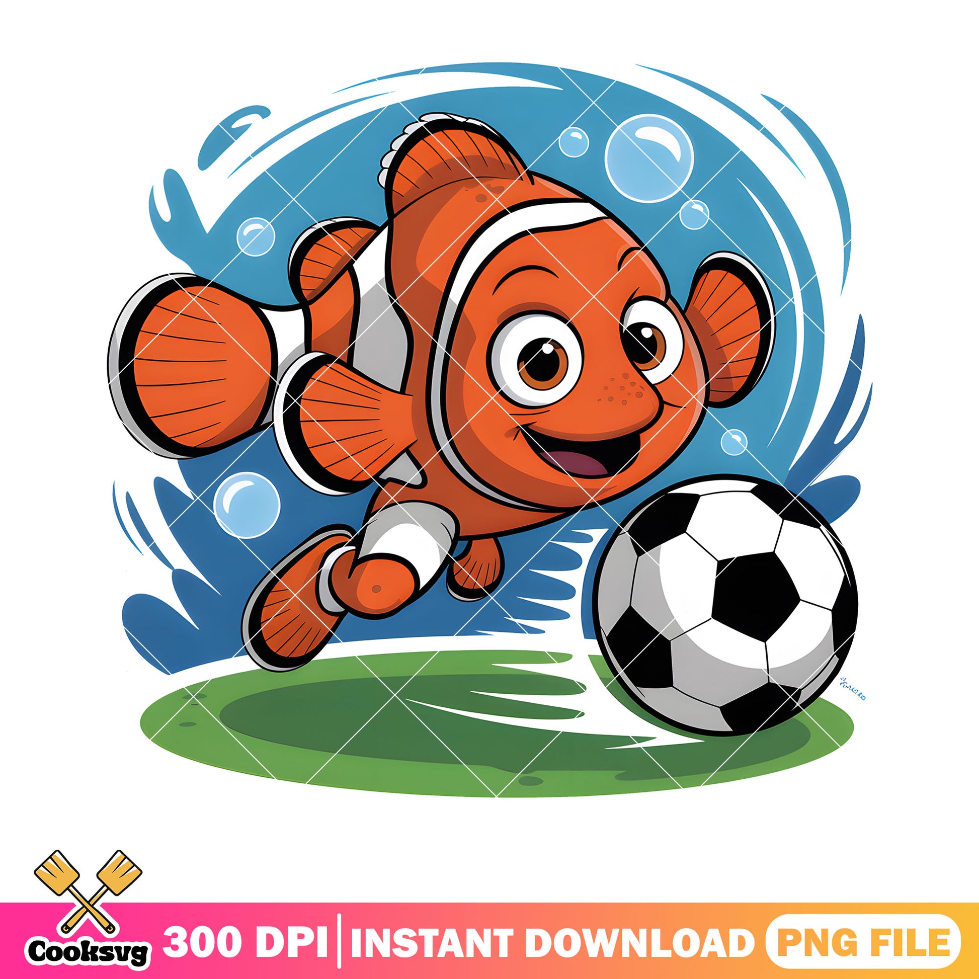 Soccer nemo fish png, disney character png, nemo fish png