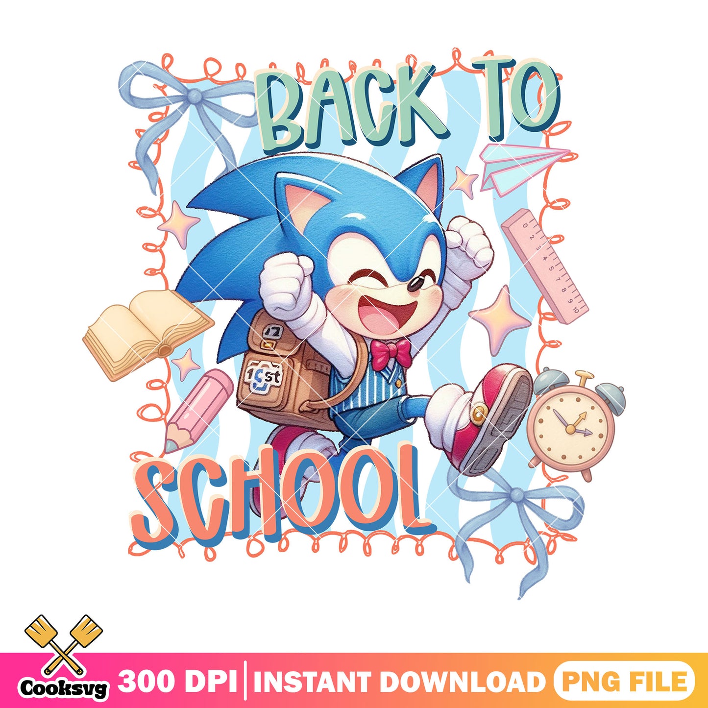 Sonic back to school png, blue sonic png, back to school art png