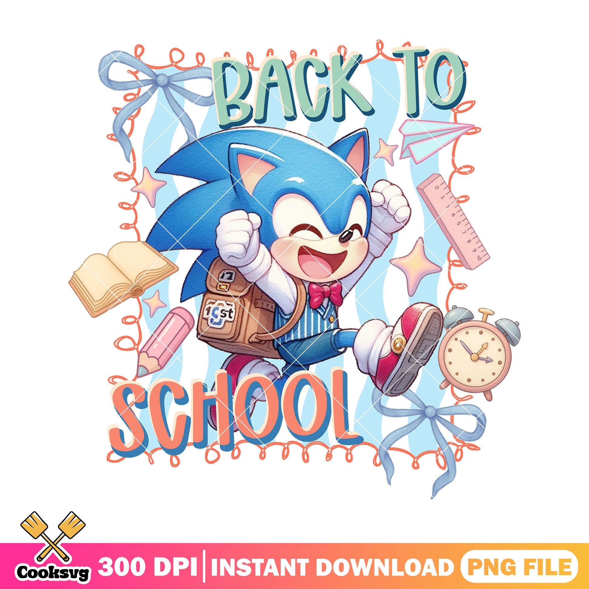 Sonic back to school png, blue sonic png, back to school art png