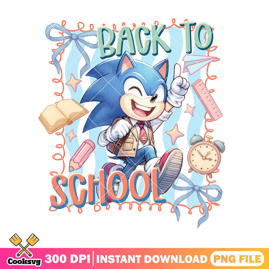 Sonic going school png, cartoon sonic png, back to school day png