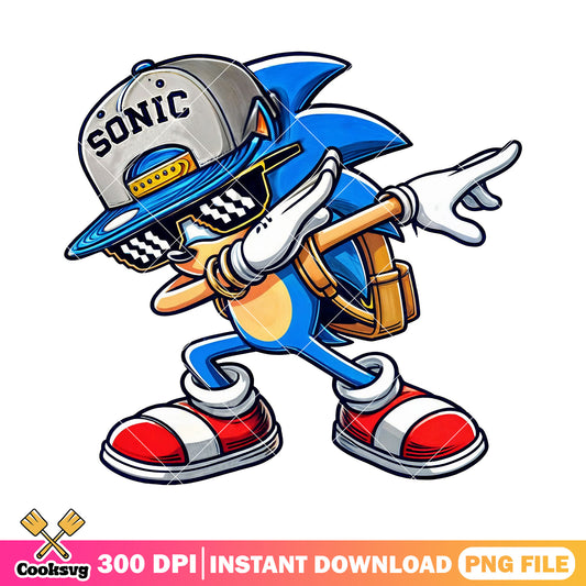 Sonic loves school png, cute sonic png, back to school student png